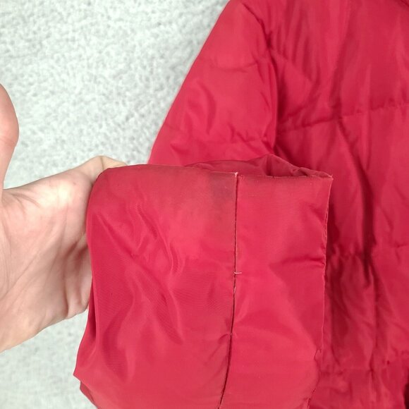 Eddie Bauer Parka Womens Small Down Puffer Hooded Faux Fur Jacket Red EB 650 - Picture 3 of 9